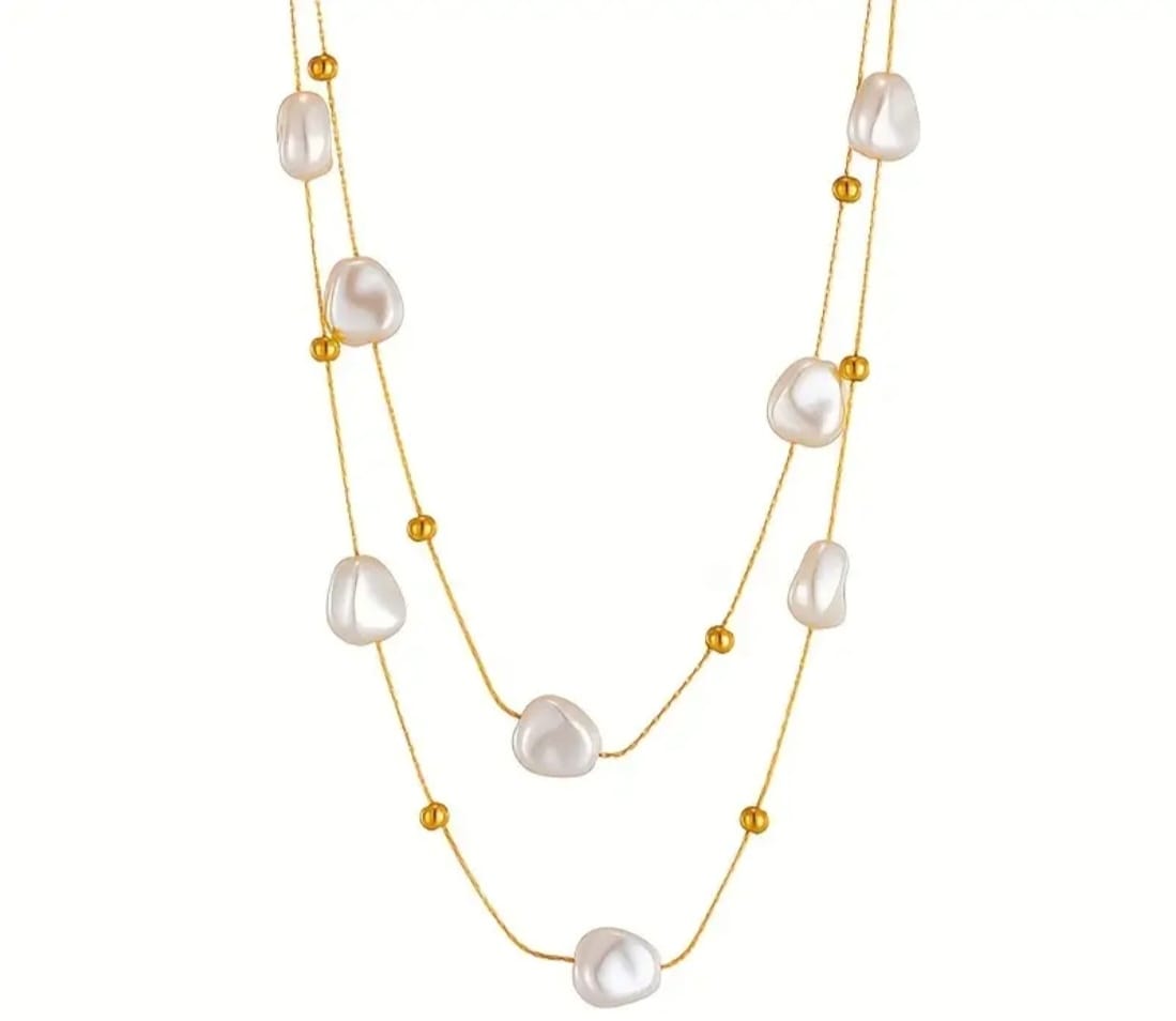 Collana Doppio Filo con Perle Irregolari