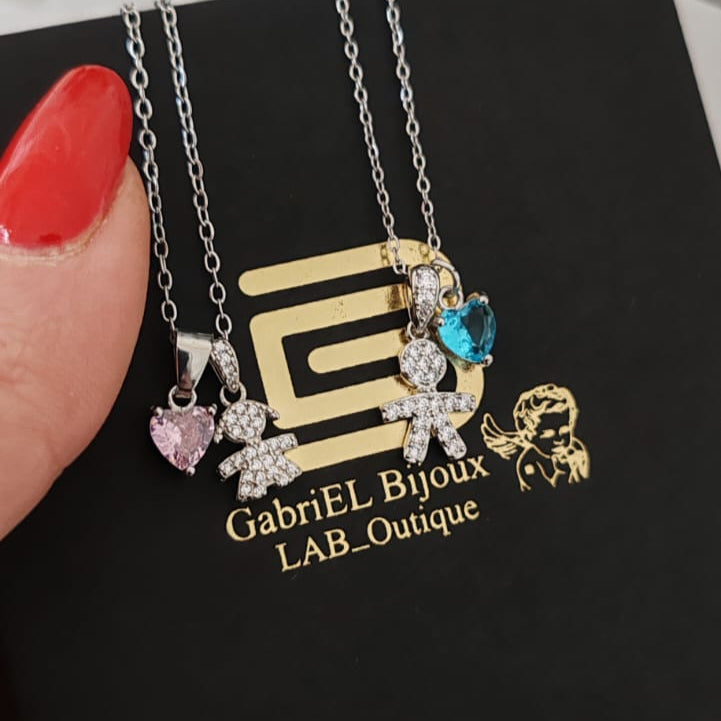 Collana Bebè zircon e cuoricino