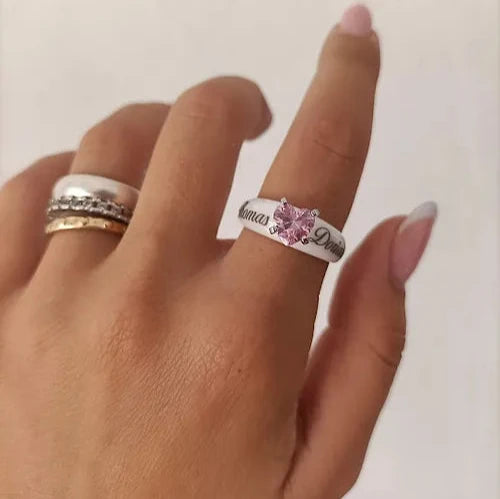 Anello Ceramica Cuore Mini