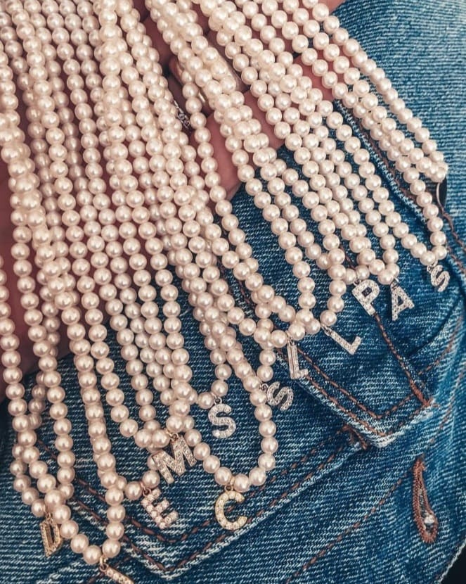 Girocollo Perline con Iniziale